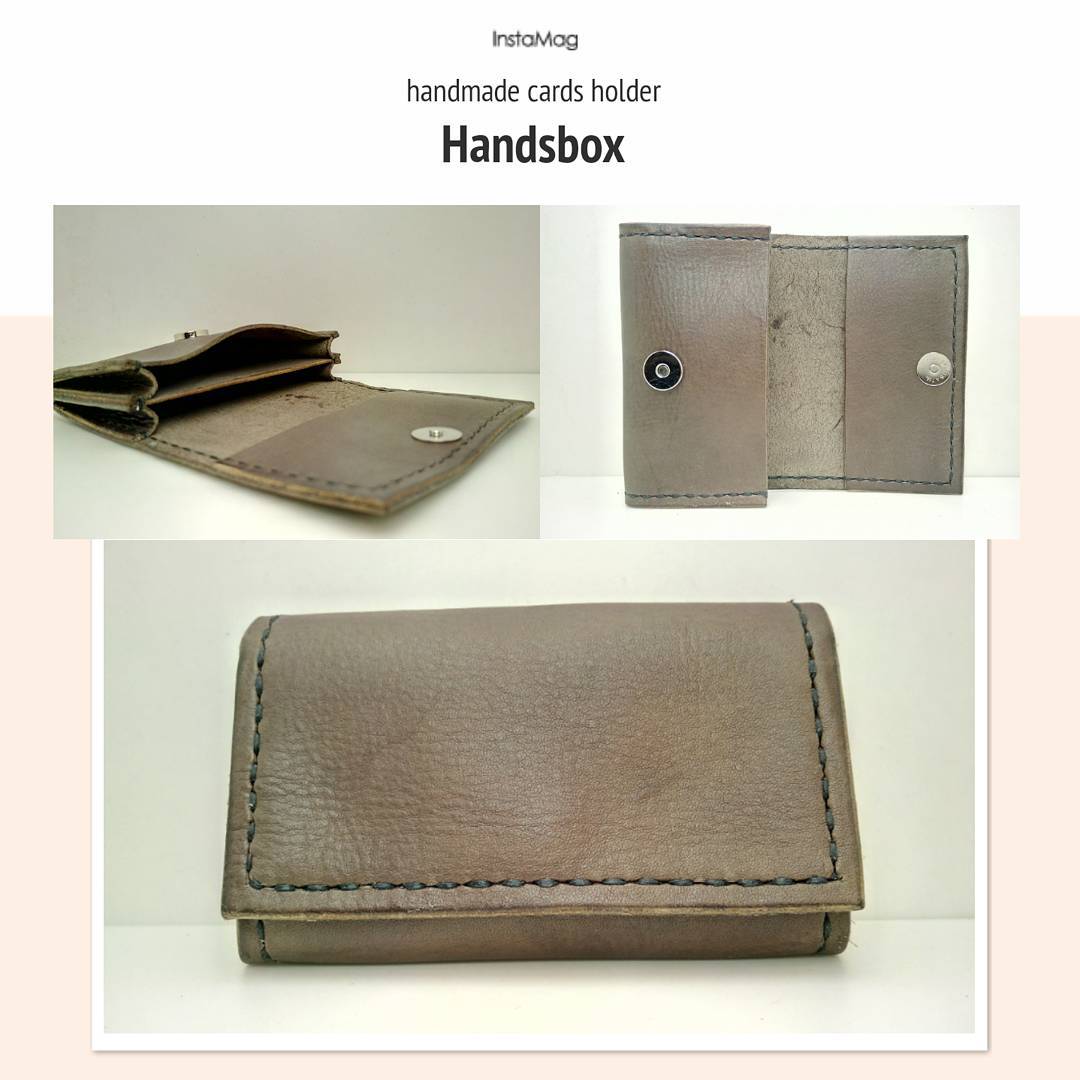 卡片套 DIY 皮革学 handsbox 皮革学堂 风琴位 两格 磁石鈕 对褶 信用卡 cards holder