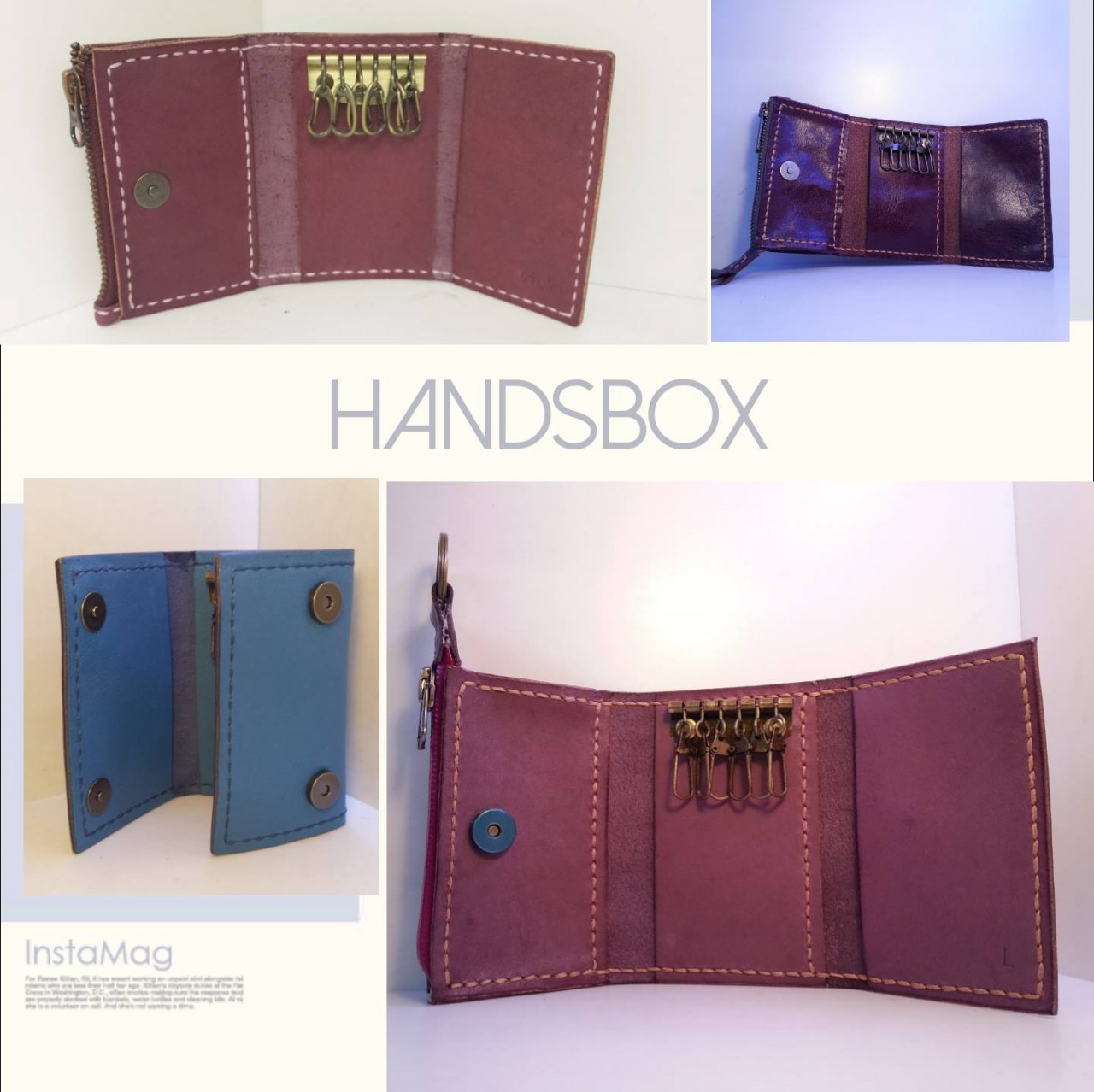 拉鍊三褶鎖匙包 DIY 皮革班 handsbox 皮革學堂 三卡位 六匙位 磁石 男裝 key holde