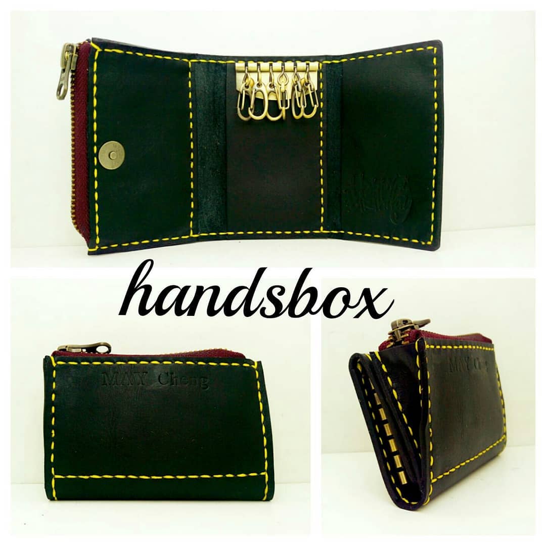 拉鍊三褶鎖匙包 DIY 皮革班 handsbox 皮革學堂 三卡位 六匙位 磁石 男裝 key holde
