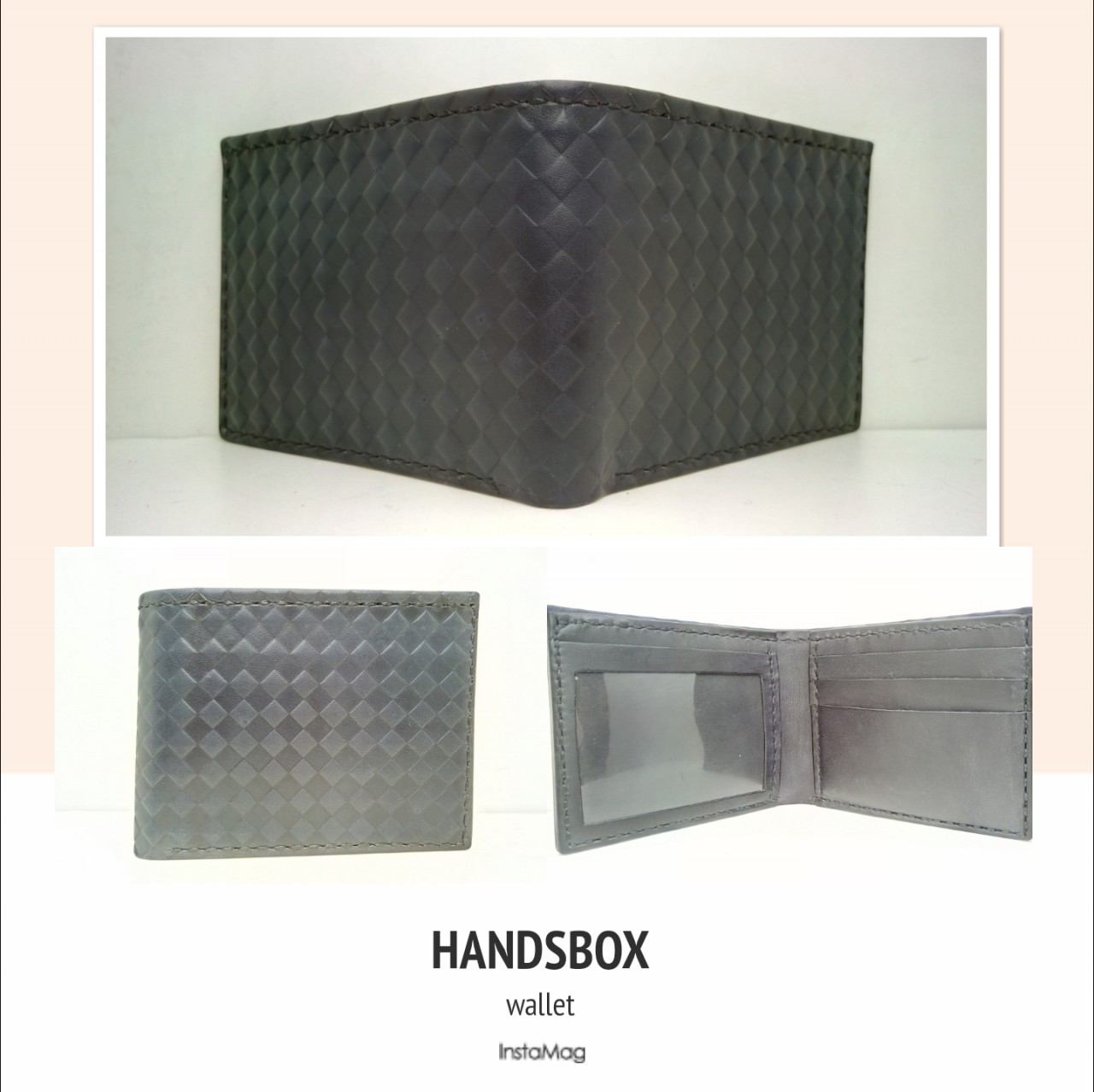 对褶银包 DIY 皮革班 handsbox 皮革学堂 男装银包 卡位 相位 壓印格仔纹面