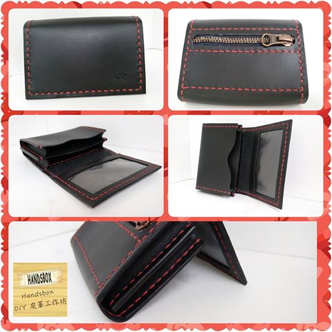 拉鍊散子包 DIY 皮革班 handsbox 皮革學堂 卡片 八達通 紙幣 零錢 雙風琴卡片套