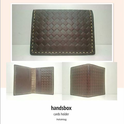 壓印格仔纹面卡片套 DIY 皮革班 handsbox 皮革学堂 对褶 六格 卡位 信用卡 cards holder