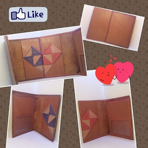 护照套 DIY 皮革班 handsbox 皮革学堂 passport holder 橫式双卡位 机票位 情侶装