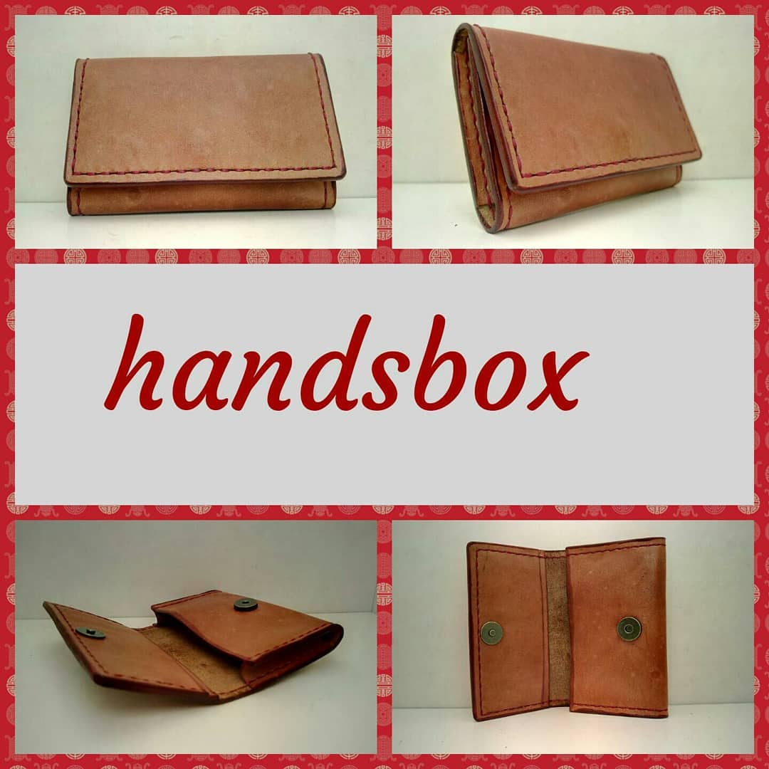 卡片套 DIY 皮革学 handsbox 皮革学堂 风琴位 磁石鈕 对褶 cards holder