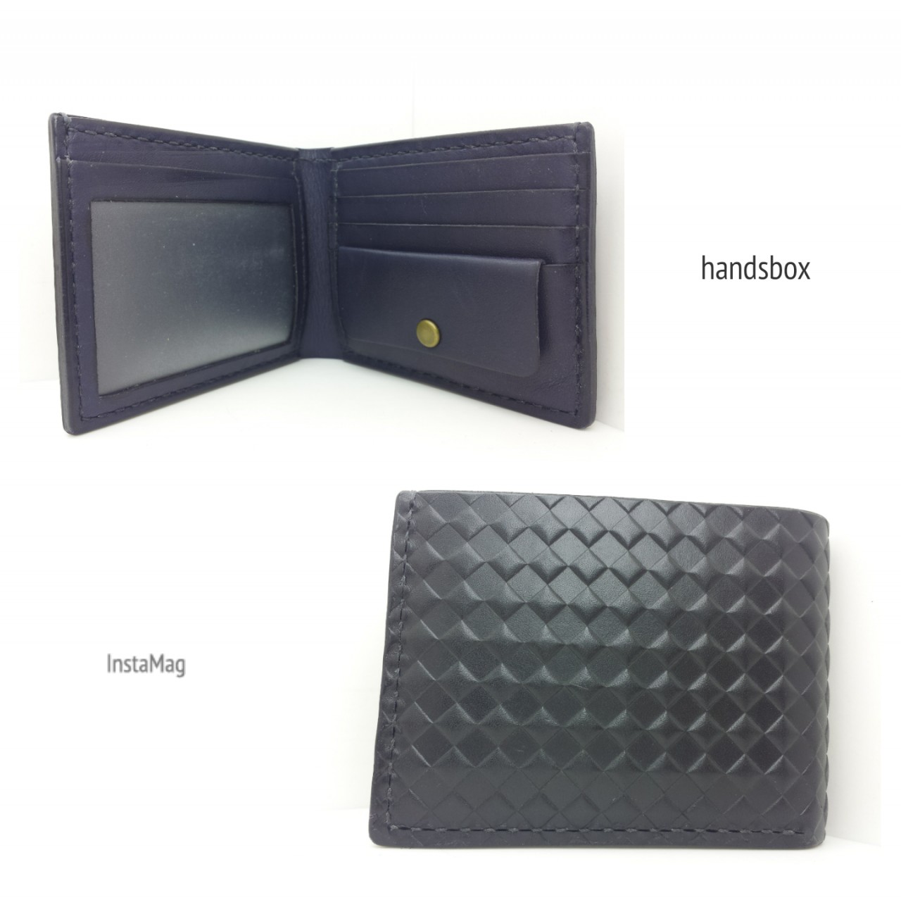 对褶银包 DIY 皮革班 handsbox 皮革学堂 男装银包 四卡位 相位 壓印格仔纹面