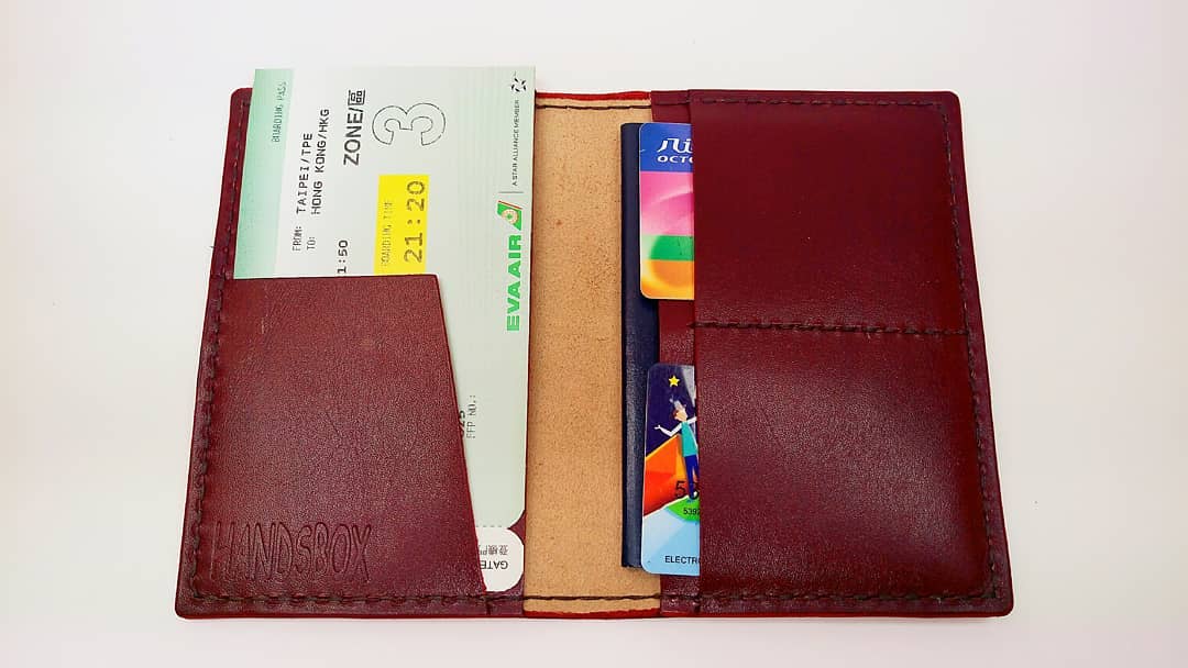 護照套 DIY 皮革班 handsbox 皮革學堂 passport holder 橫式雙卡位 機票位