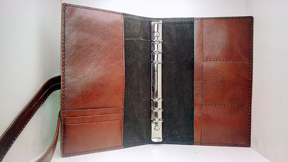 DIY皮革筆記簿套 金屬扣 活頁紙記事簿 DIY 牛皮 手縫 手工 leather 卡位