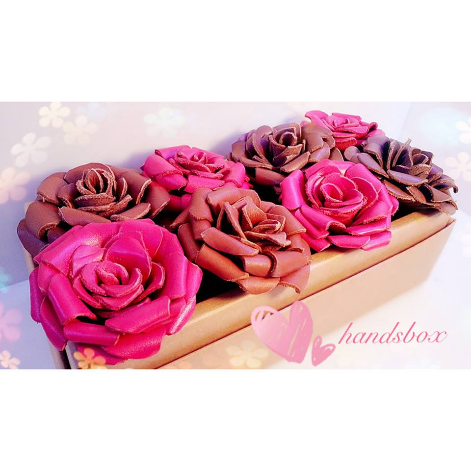 皮革花 皮革玫瑰花 多朵 多支 DIY 皮革課程 handsbox 皮革班 情人節禮物