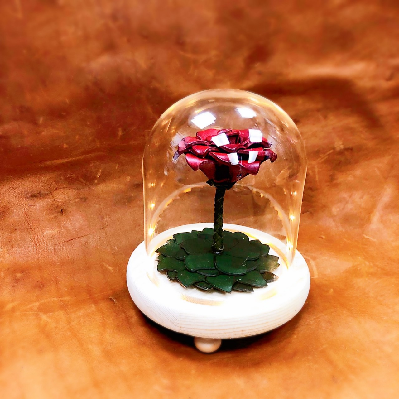 皮革玫瑰花玻璃瓶 皮革花 皮革玫瑰花  皮革學堂 handsbox 皮革班 皮革DIY 情人節禮物