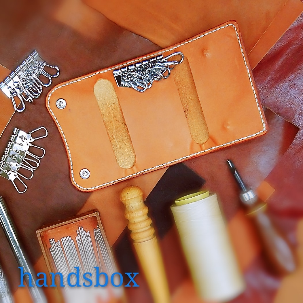 三褶鎖匙包 DIY 皮革班 handsbox 皮革學堂 三卡位 六匙位 鈕扣 男裝 key holder