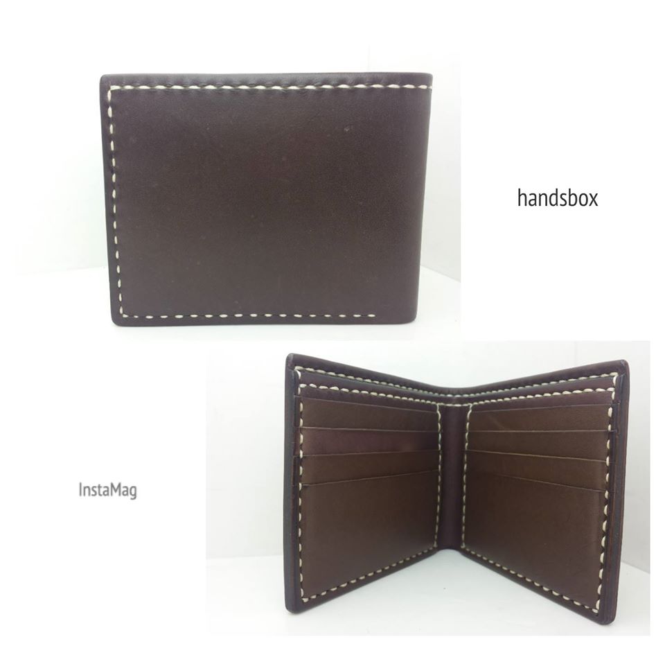 【現貨】對褶銀包 handsbox 皮革學堂 男裝銀包 短銀包 八卡位 限量一個 包壓印英文字