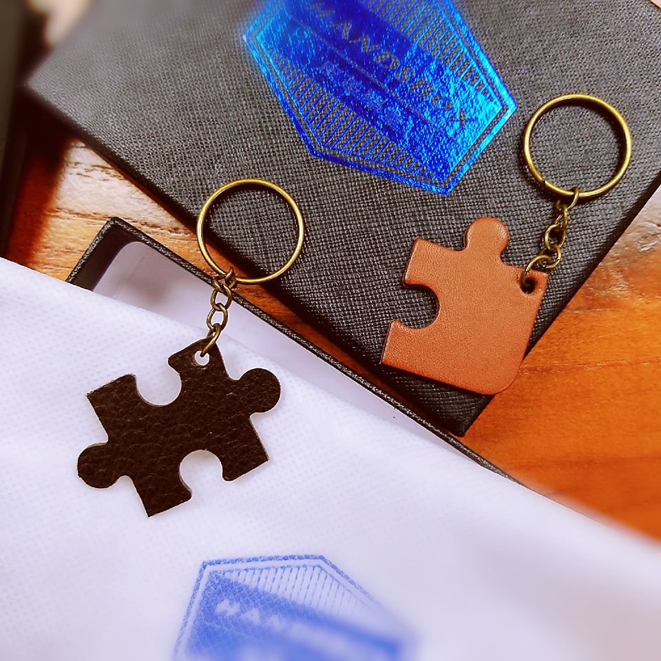 【現貨】 handsbox 皮革學堂 無縫線 拼圖匙扣
