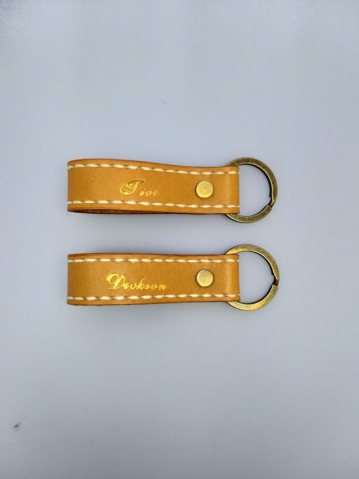 鎖匙扣 key ring DIY 皮革班 handsbox 皮革學堂 皮革課程 腰扣 縫線 燙金印字 兩件 一對