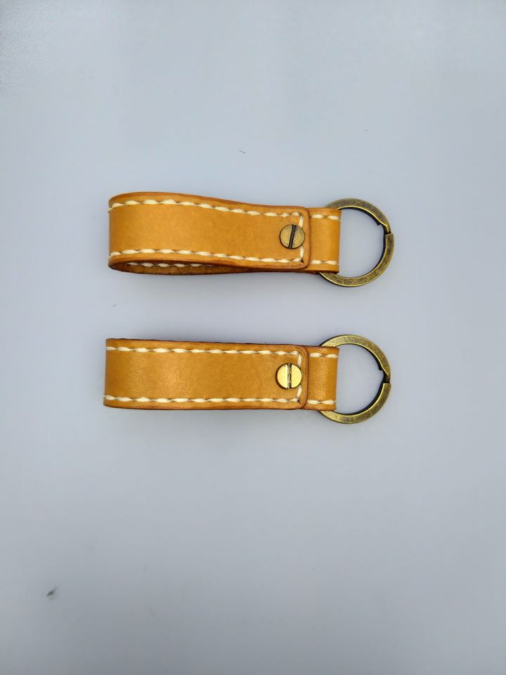 鎖匙扣 key ring DIY 皮革班 handsbox 皮革學堂 皮革課程 腰扣 縫線 燙金印字 兩件 一對