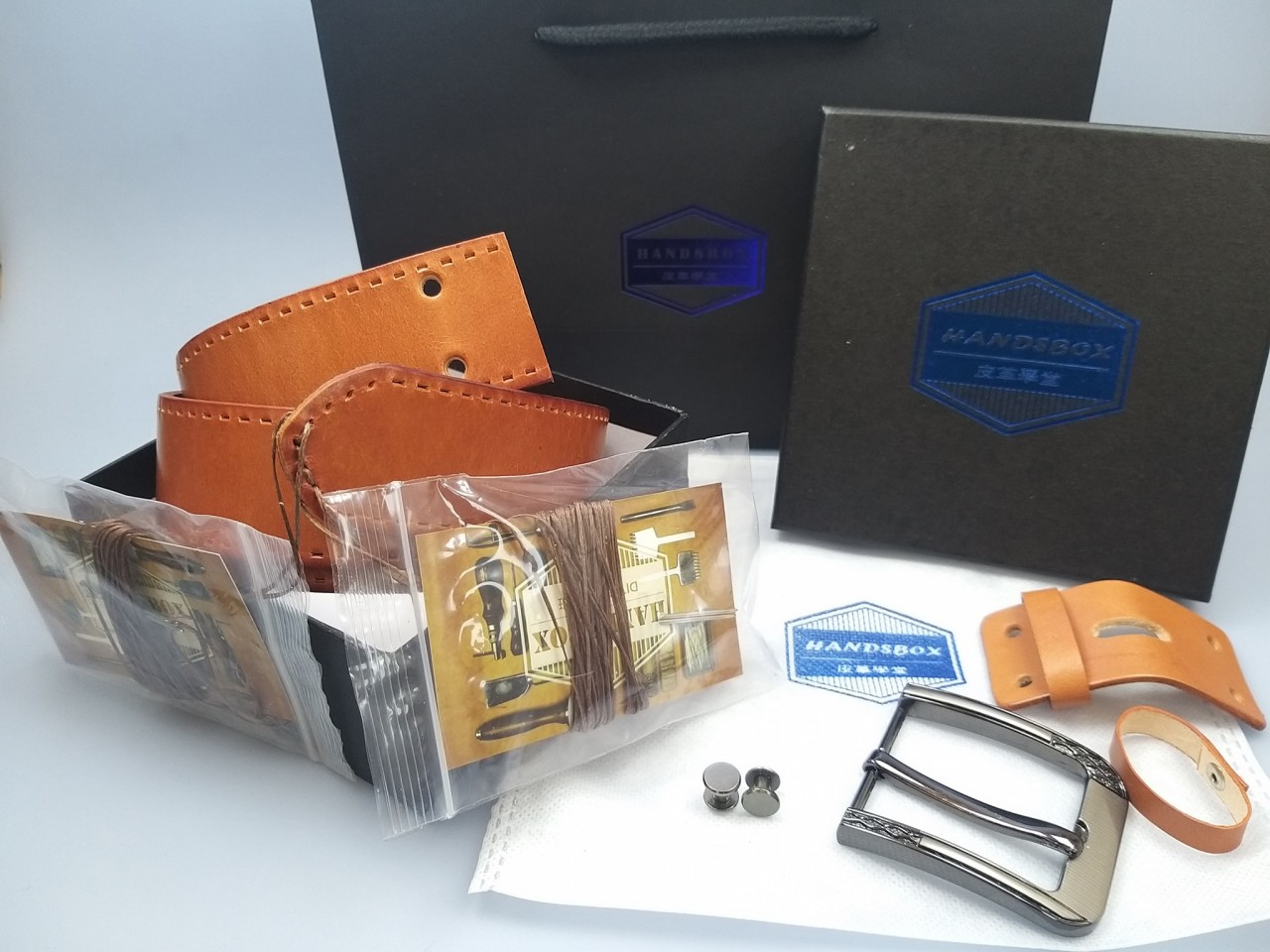 縫線皮帶材料包 handsbox 皮革學堂 有縫裝飾線 男裝 牛仔褲 便服