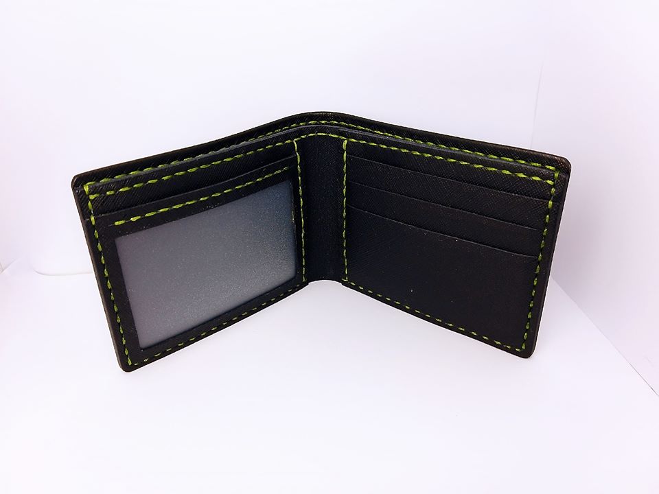 【現貨】對褶銀包 handsbox 皮革學堂 男裝銀包 卡位 相位 leather workshop 黑色十字紋 限量一個 包壓印英文字