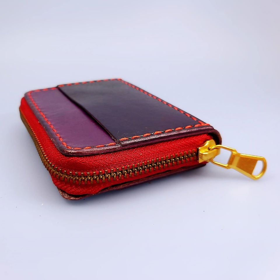 【現貨】拉鍊散子包 handsbox 皮革學堂 雙卡位 卡片 八達通 紙幣 零錢 紫色