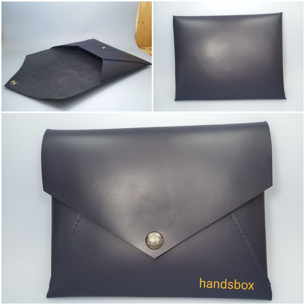 Handsbox 真皮手提袋 皮革袋 輕便袋 apple macbook air 電腦袋 啡色 撞色 ipad