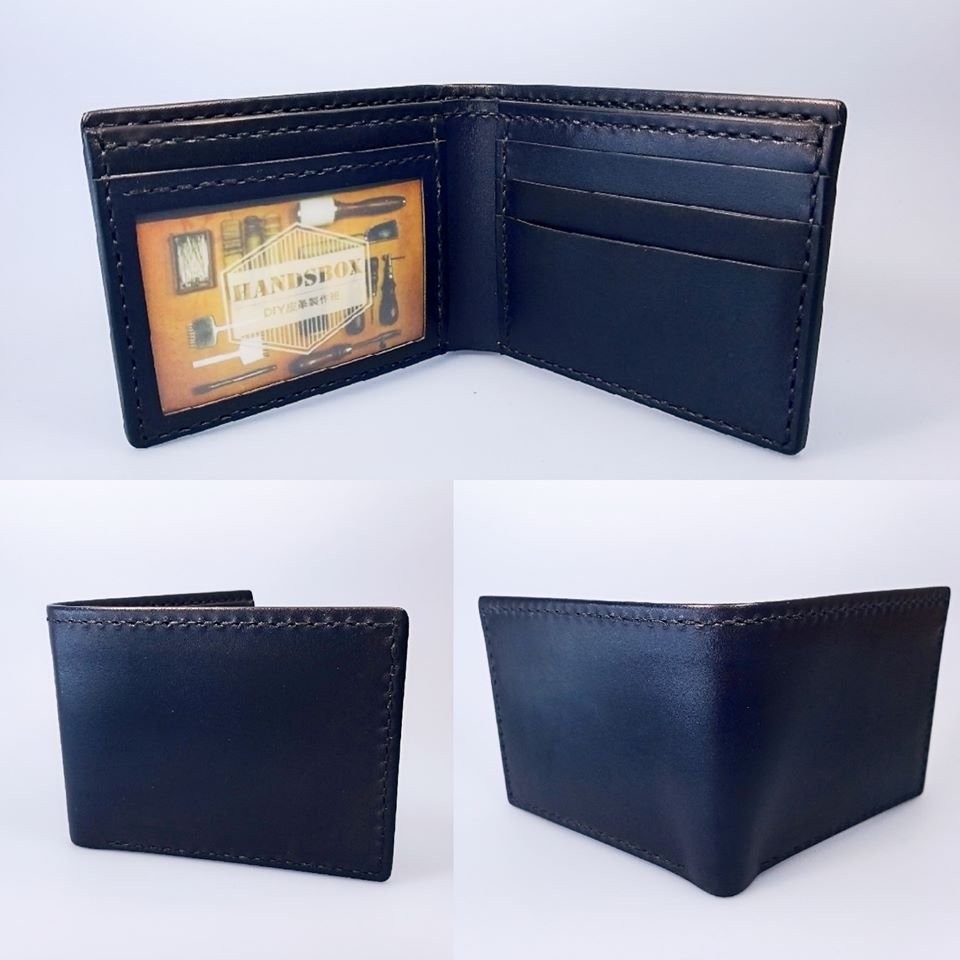 對褶銀包 handsbox 皮革學堂 男裝銀包 短銀包 三卡位 相位 包壓印英文