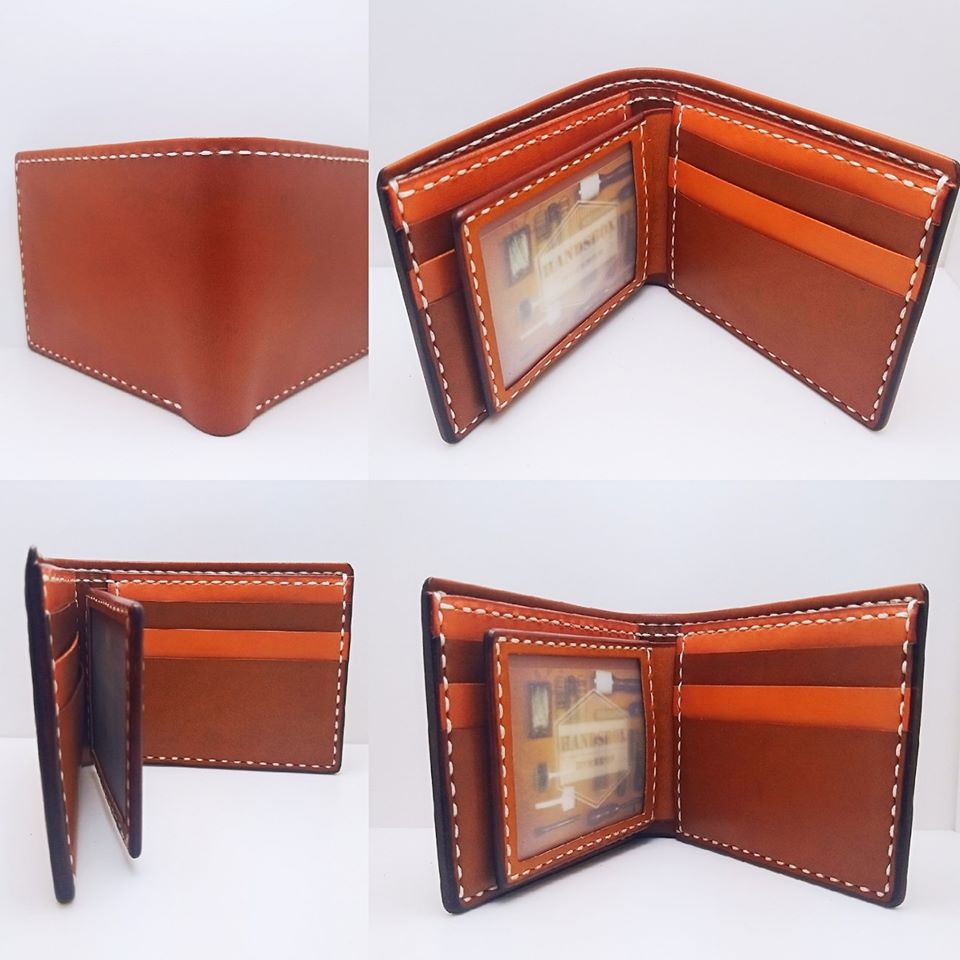 【現货】三页短银包 handsbox 皮革学堂 男装银包 三褶 多卡位 两相位 限量一个包壓印英文字