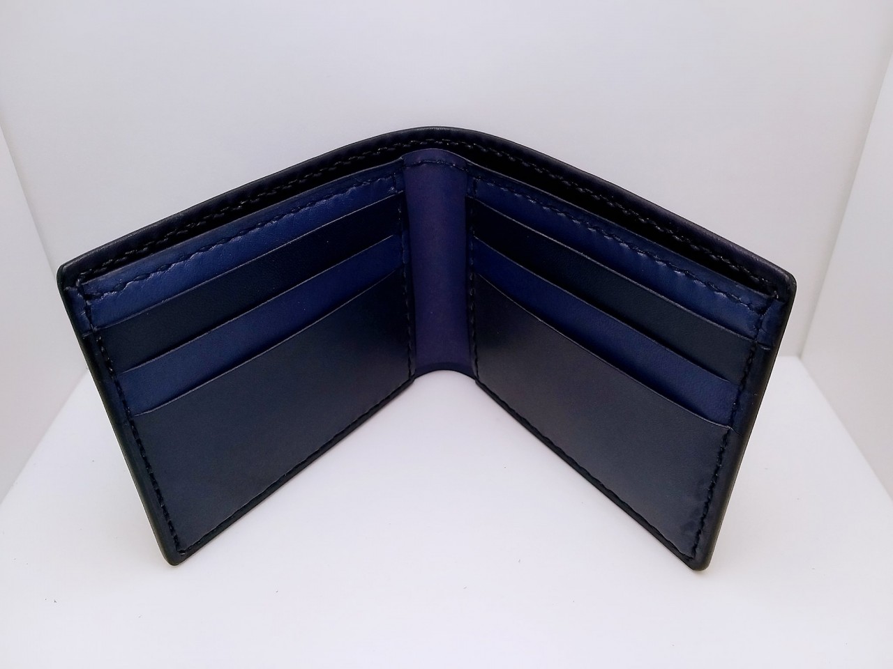 【現貨】對褶銀包 handsbox 皮革學堂 男裝銀包 短銀包 六卡位 相位 限量一個 包壓印英文字 藍色