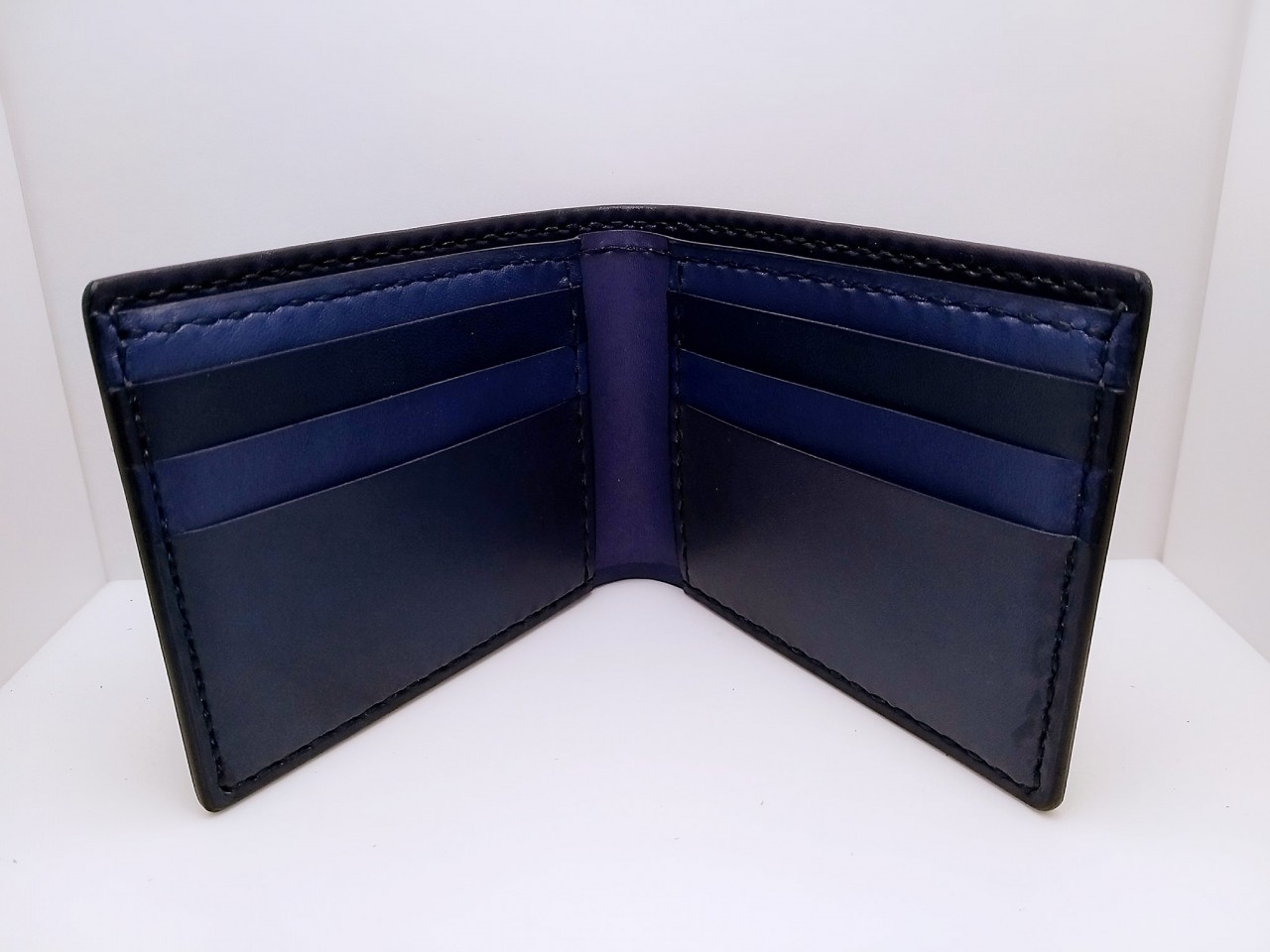 【現貨】對褶銀包 handsbox 皮革學堂 男裝銀包 短銀包 六卡位 相位 限量一個 包壓印英文字 藍色
