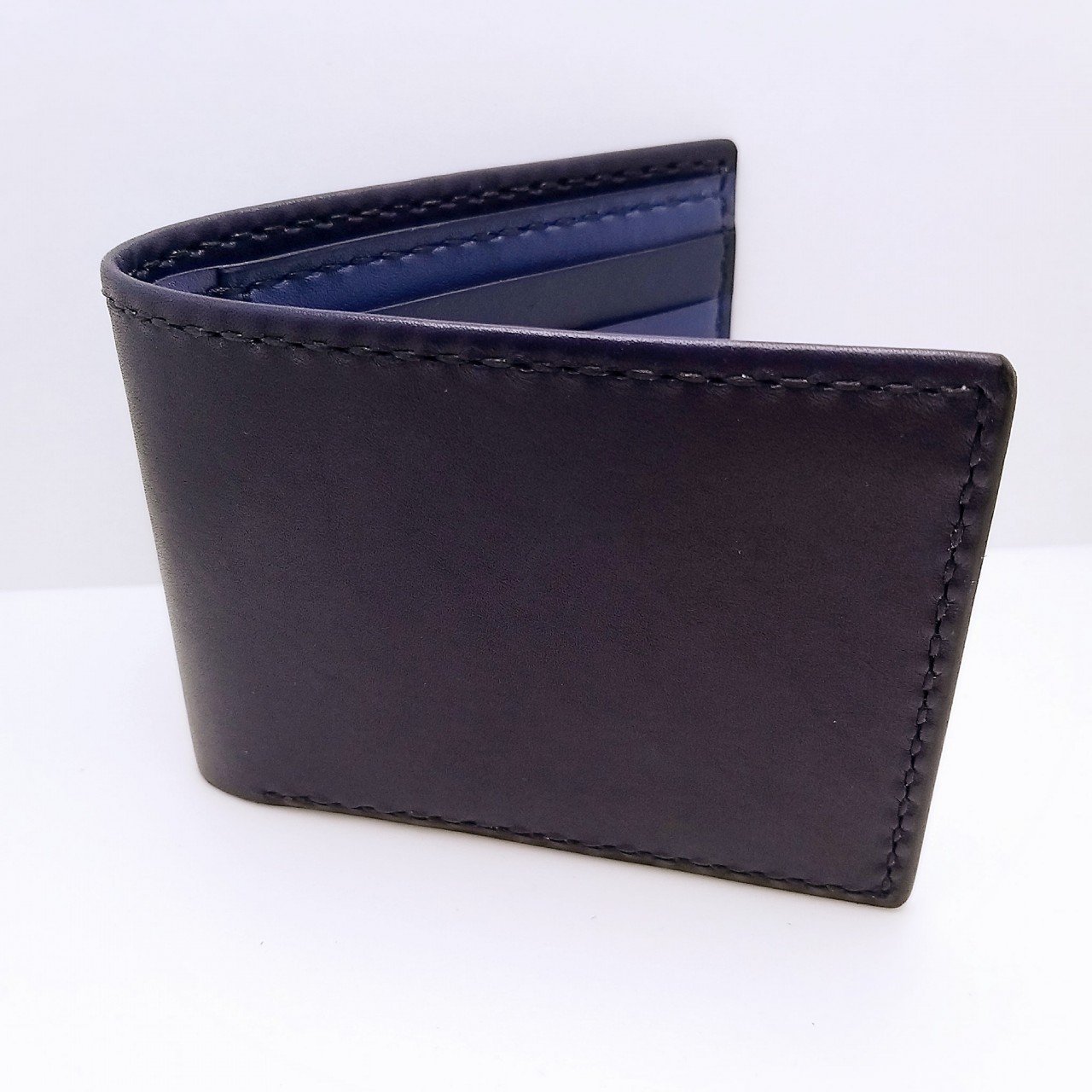 【現貨】對褶銀包 handsbox 皮革學堂 男裝銀包 短銀包 六卡位 相位 限量一個 包壓印英文字 藍色