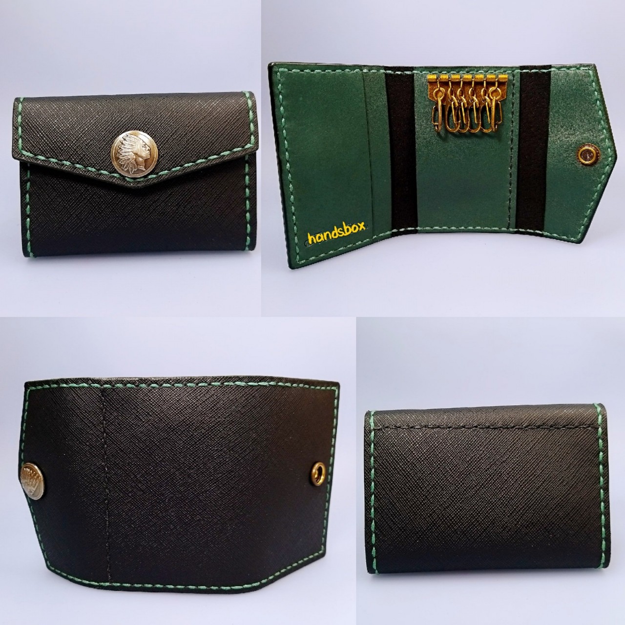 三褶鎖匙包 DIY 皮革班 handsbox 皮革學堂 三卡位 六匙位 男裝 key holder