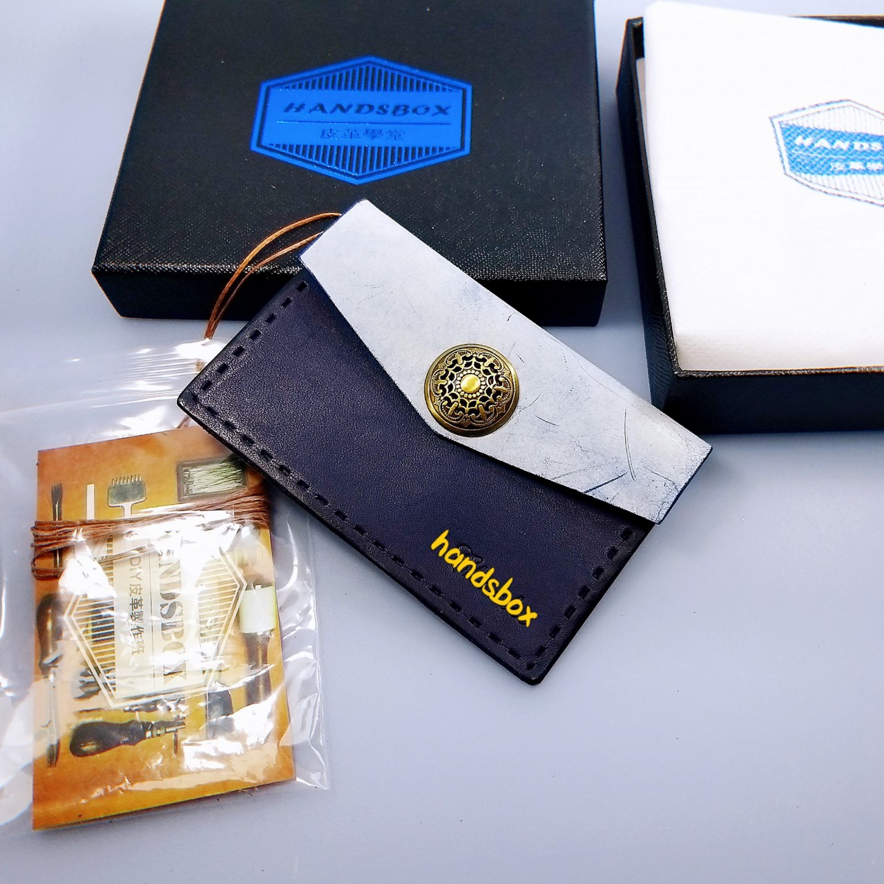 XCBKS2H 皮革材料包 雙色 縫線 信封型 散子包 coins bag 零錢包卡片套 散紙包 八達通