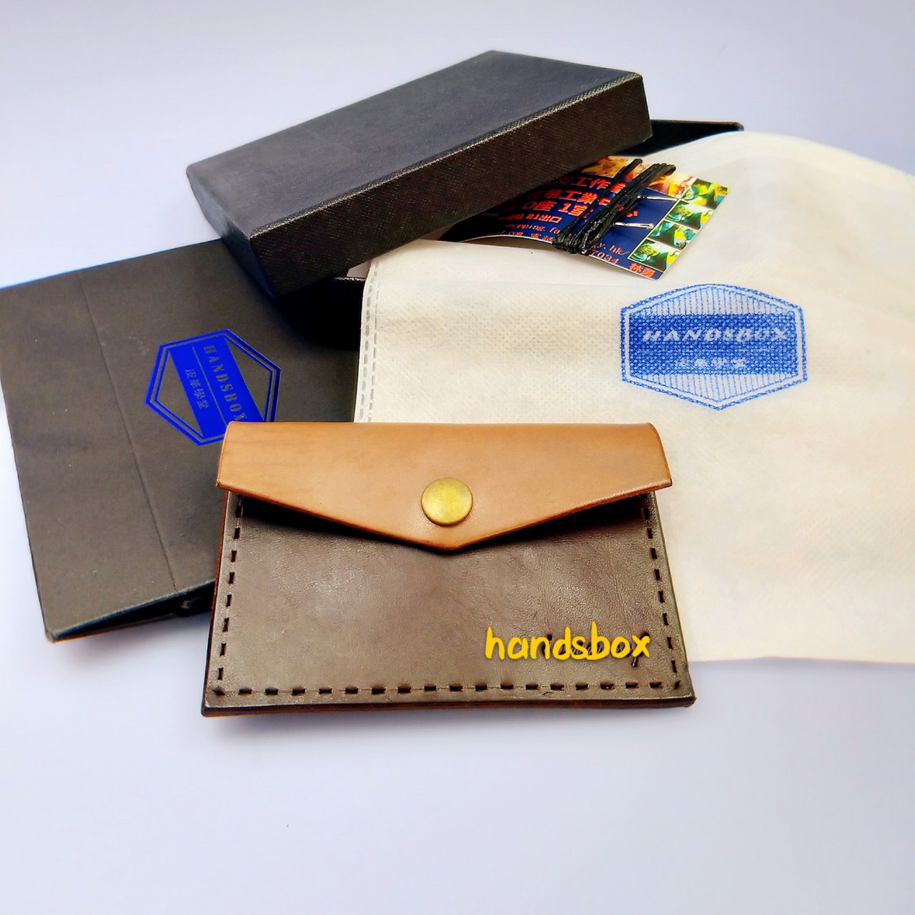 XCBKS2H 皮革材料包 雙色 縫線 信封型 散子包 coins bag 零錢包卡片套 散紙包 八達通