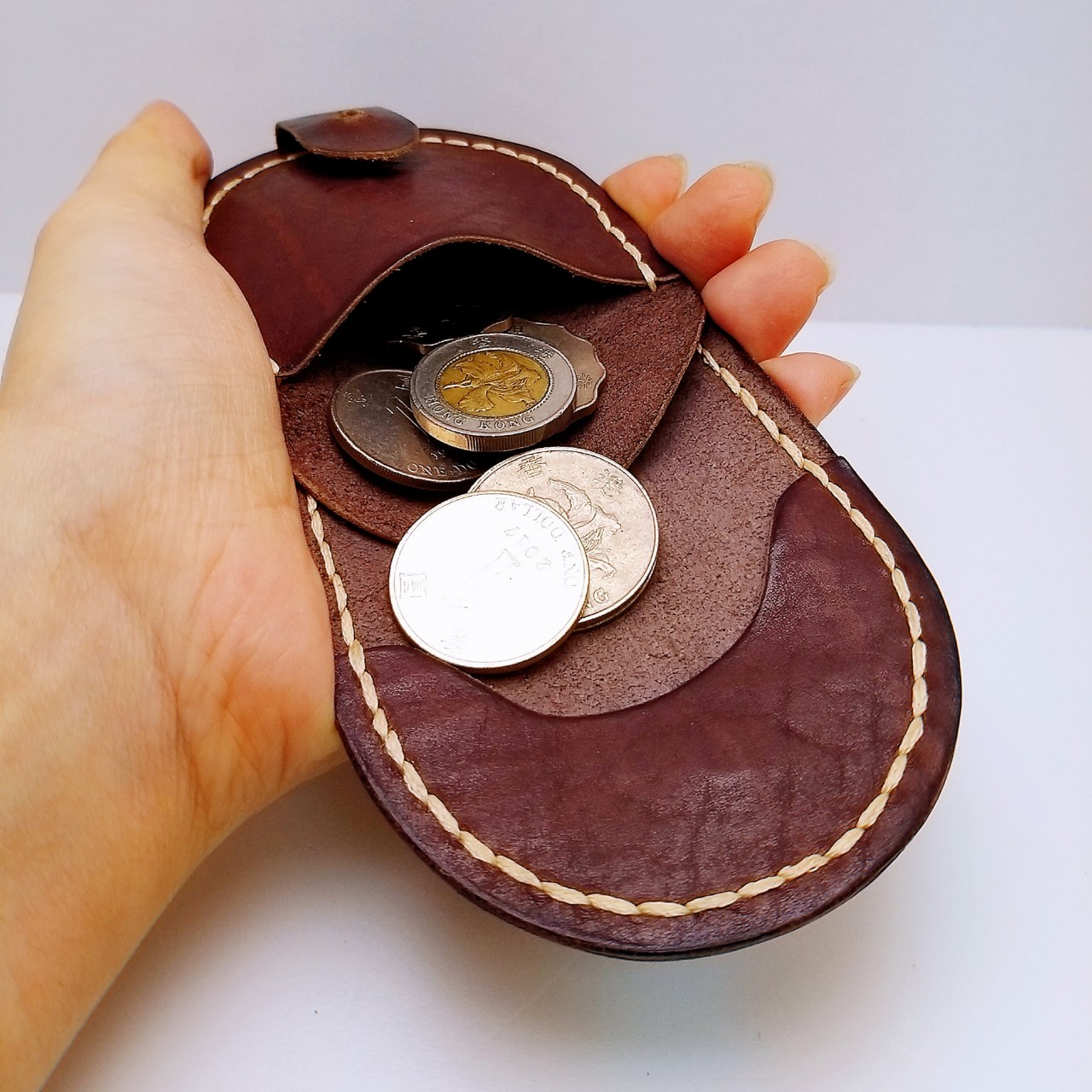散紙包 DIY 皮革班 handsbox 皮革學堂 coins bag 掌心圓型