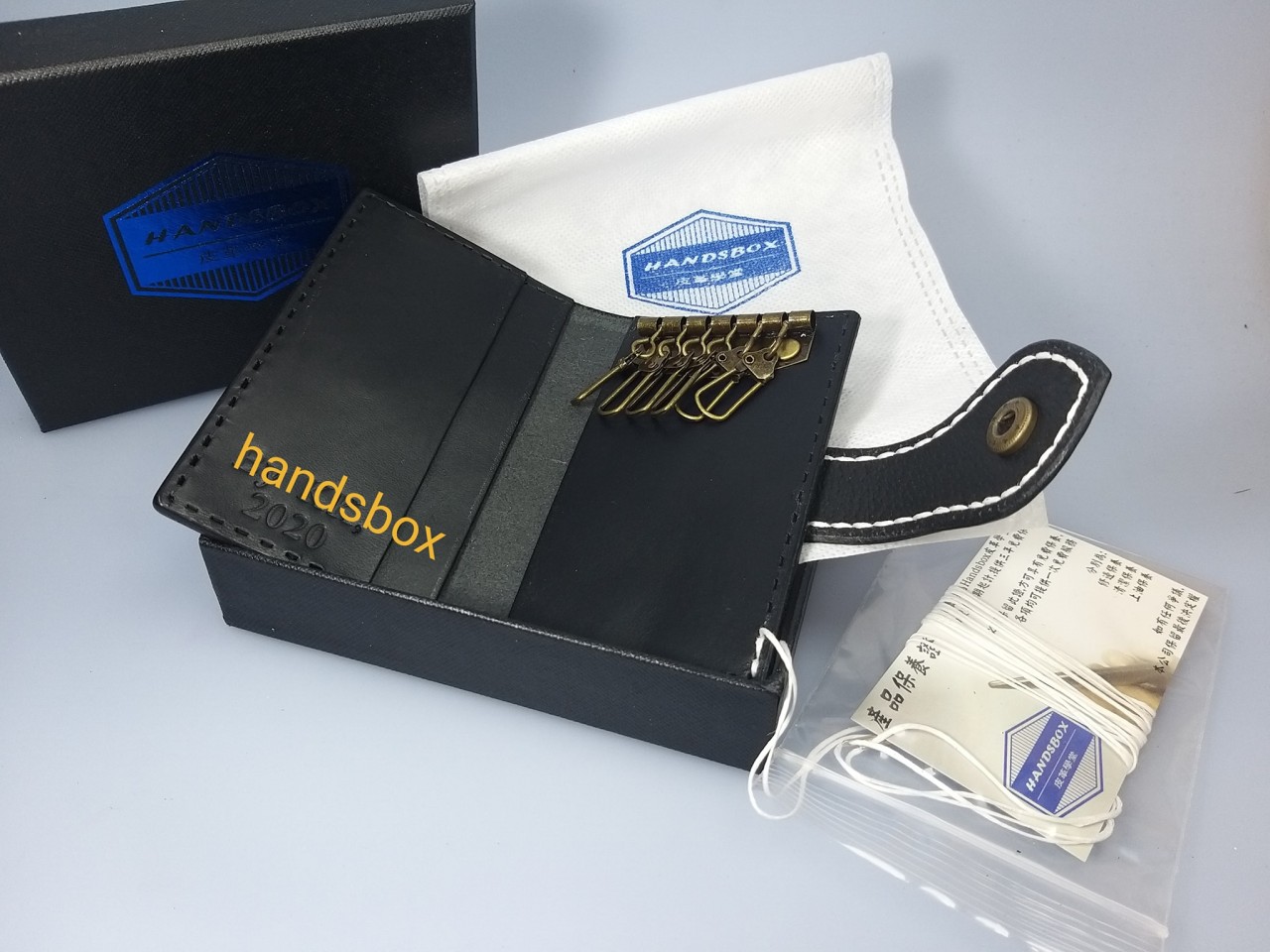 對褶鎖匙包 DIY 材料包 handsbox 皮革學堂 六匙位 男裝 key holder