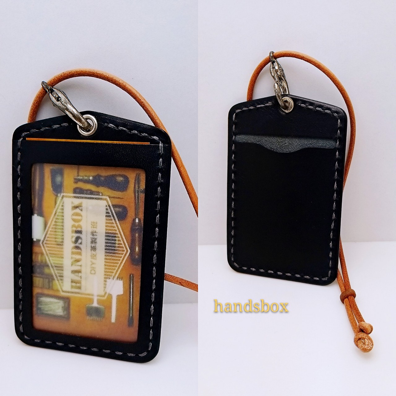 【現貨】證件套 handsbox 皮革學堂 卡位 掛頸 証件套 八達通套 孤型 黑色