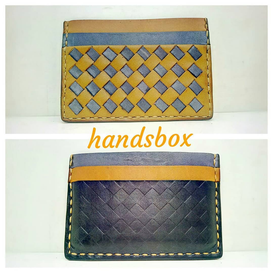 【現貨】織皮面卡片套 handsbox 皮革學堂 卡位 編織 BV款 五卡