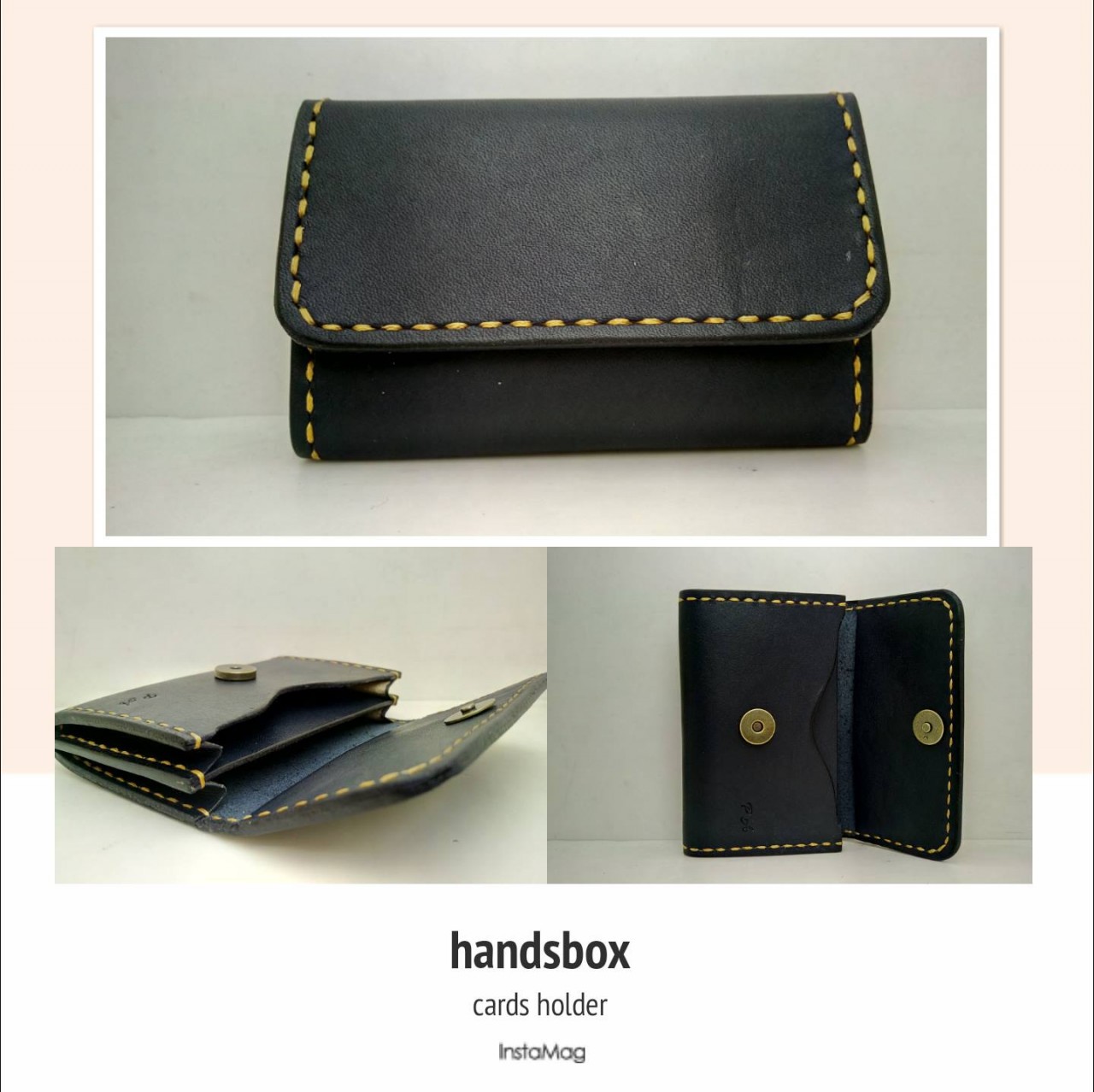 卡片套 DIY 皮革學 handsbox 皮革學堂 雙風琴位 兩格 磁石鈕 對褶 信用卡 cards holder