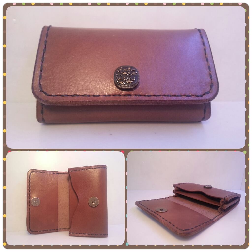 卡片套 DIY 皮革學 handsbox 皮革學堂 雙風琴位 兩格 磁石鈕 對褶 信用卡 cards holder