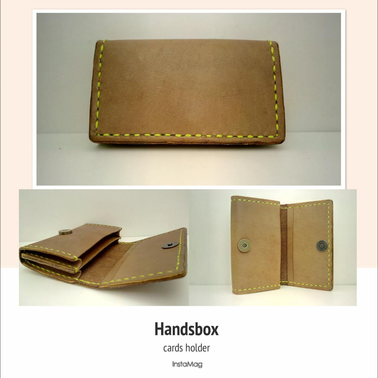卡片套 DIY 皮革學 handsbox 皮革學堂 雙風琴位 磁石鈕 對褶 信用卡 cards holder
