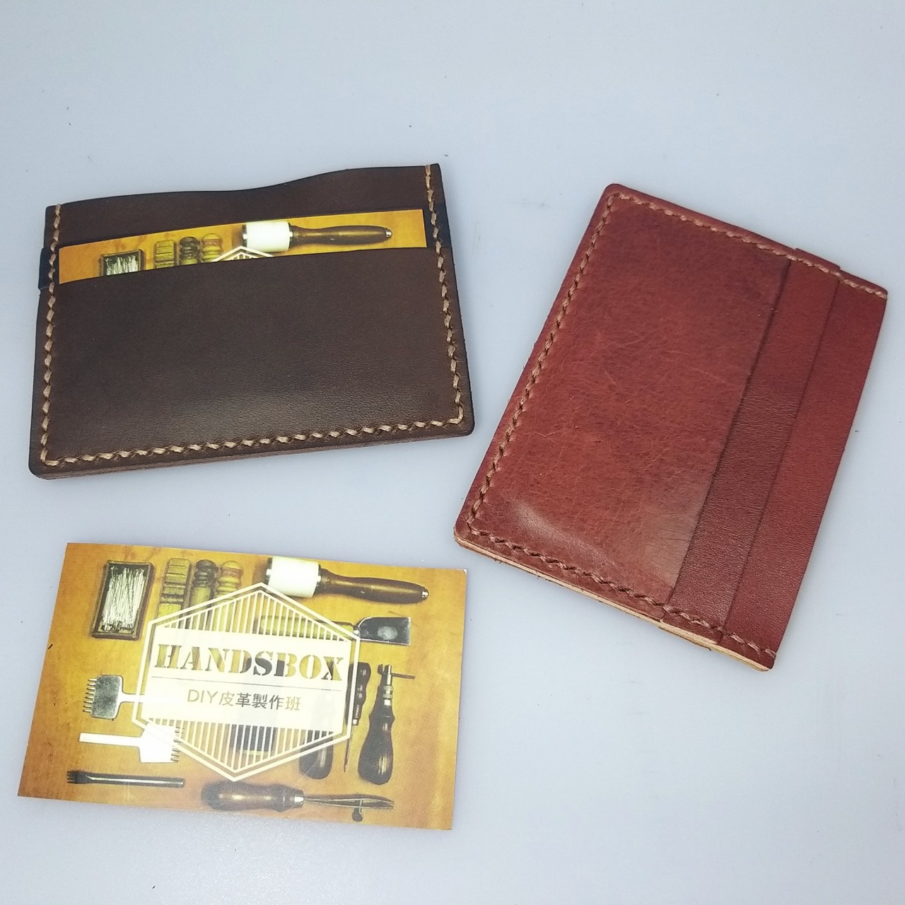 【限定時間】 縫線 橫身 卡片套 八達通 cards holder 材料包DIY handsbox 皮革學堂