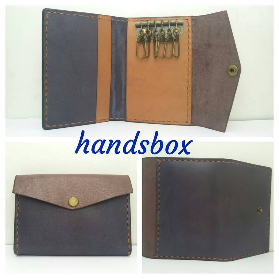 三褶鎖匙包 DIY 皮革班 handsbox 皮革學堂 三卡位 六匙位 磁石 男裝 key holder