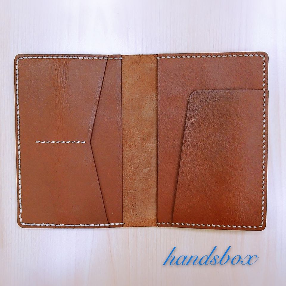 兩件優惠$410 皮革材料包 護照套 handsbox 皮革學堂 DIY passport holder 橫式雙卡位 機票位