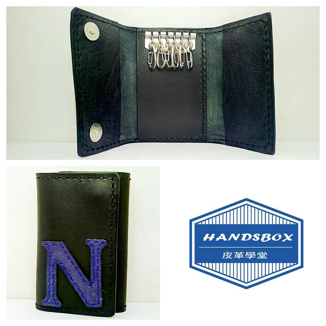 【現貨】三褶鎖匙包 DIY 皮革班 handsbox 皮革學堂 三卡位 六匙位 磁石 男裝 key holder 縫英文字