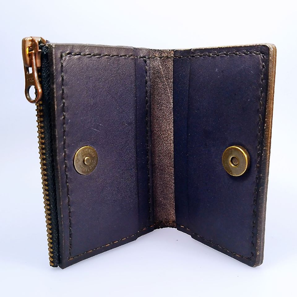 拉鍊散紙包 DIY 皮革班 handsbox 皮革學堂 風琴位 三卡位 磁石鈕 D扣 卡片套