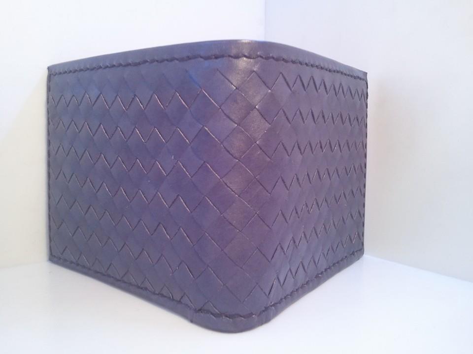 織皮面對褶短銀包 DIY 皮革班 handsbox 皮革學堂 BV款 羊皮 編織 格仔 相位 卡位